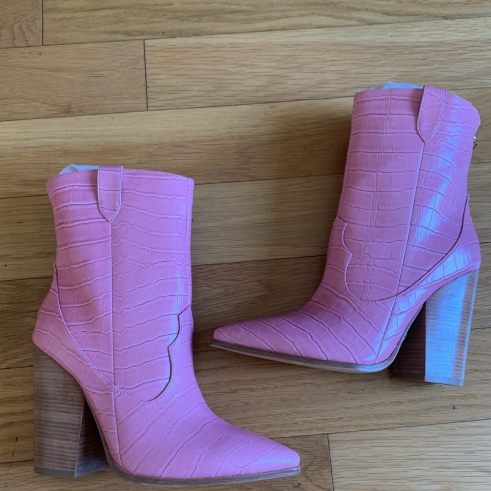 Raye Pink Boots (Revolve)